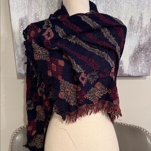 Multi-Functional Navy and Red Patterned Scarf/wrap/sarong